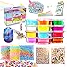 ESSENSON Slime Kit Slime Supplies Make Your Own Clear Crystal Slime Foam Slime Glitter Slime, Slime Making Kit for Girls Boys Kids, Includes Clear Crystal Slime, Foam Balls, Egg Slime