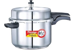 Prestige PDA-8L 8-Liter Deluxe Alpha Induction Base Stainless Steel Pressure Cooker, Small, Silver