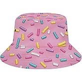 Candy Sprinkles Pink Donut Glaz Bucket Hat for Men Women Packable Fisherman Hat Sun Cap Outdoor Travel Beach Caps