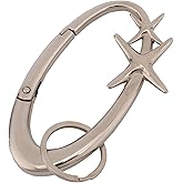 Y2K Cute Star Carabiner Clip, Silver Alloy Starfish Keychain Cool Shiny Belt Loop Keyring Accessory for Men Women Gift