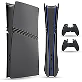 PEYANZ Faceplate for PS5 Pro (Digital Edition), Cover Plate, ABS Shell, Matt Skin, with Extra 2 Controller Silicone Covers (Black)