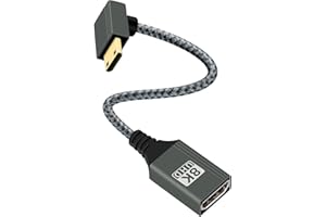 YANBORONSN 90 Degree Up Angle 8K Mini HDTV to HDTV Adapter,Short Mini HD TV Male to HD TV 2.1 Female Extension Braided Cable 