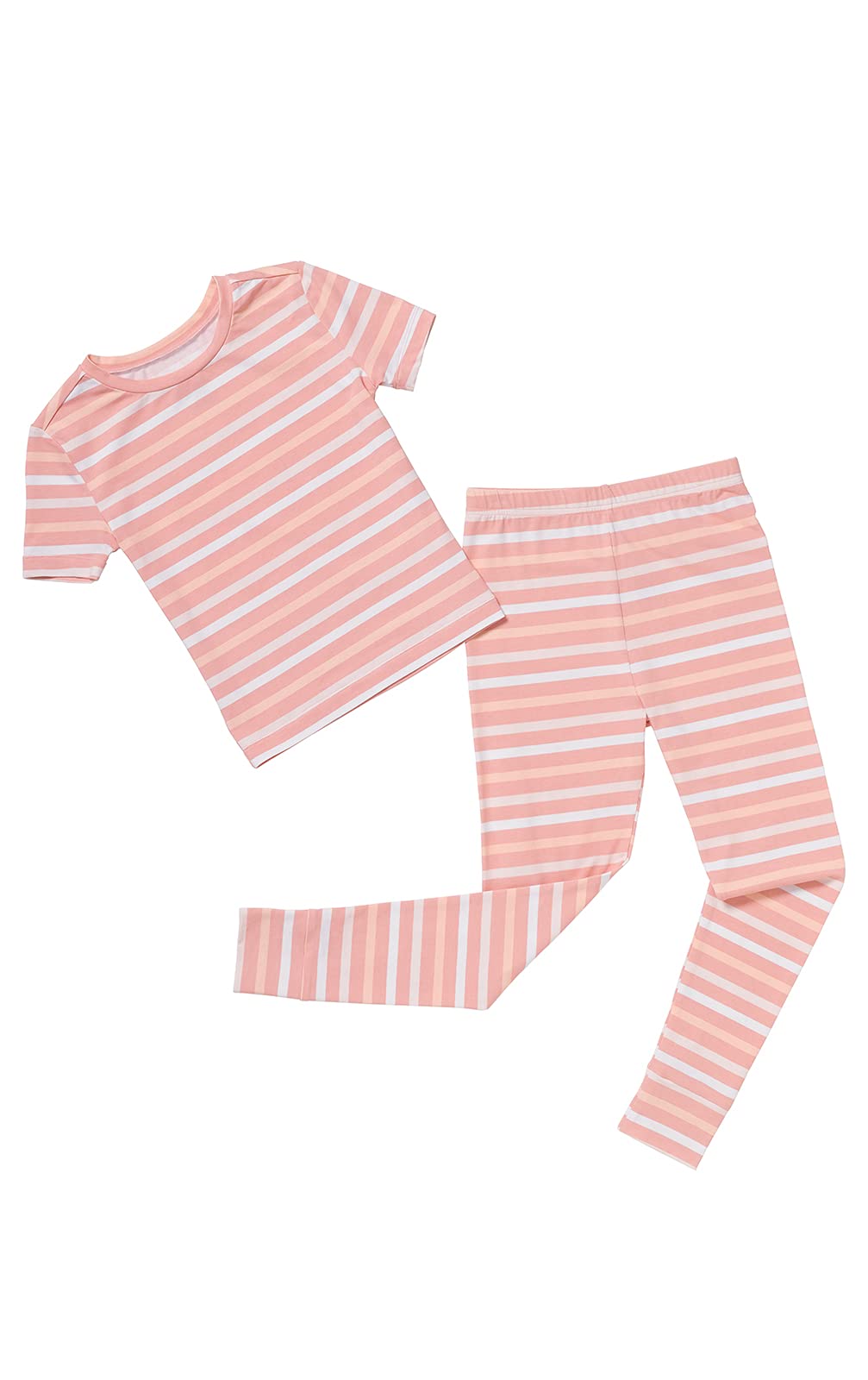 PajamaGram Snug Fit Kids PJs Boy Pajamas and Girl Pajamas Kids Cotton Pajama Short Sleeve Youth Pajama Girls Cotton Set Pink Stripe Size 1112 Image
