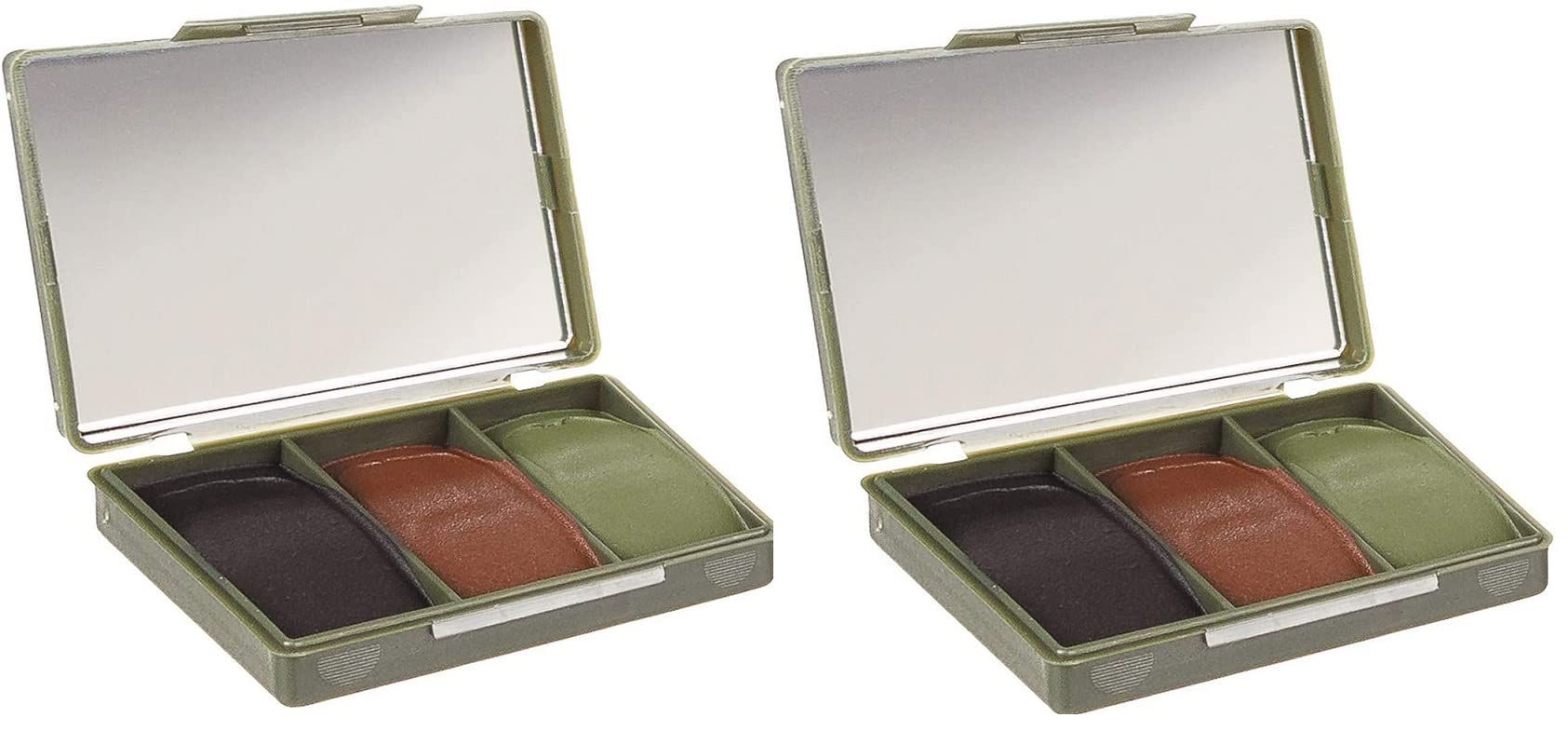 blntackle76 Set of 2 Camouflage Make-Up Cream with Mirror 3 Colours Black Olive Brown NATO Approved Chameleon Camouflage Survival Military Army + Free Luck Sticker