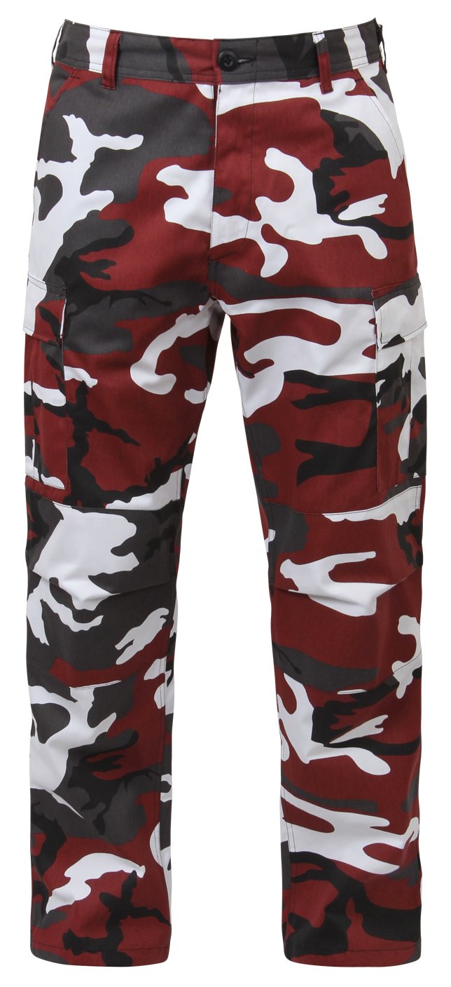 red camo cargo trousers