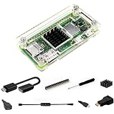 Raspberry Pi Zero Case, iUniker Case for Raspberry Pi Zero 2 w, with Heatsink, HDMI Adapter, OTG Cable, Header, Screwdriver, Power Switch for Pi Zero 2 w/w (Clear)