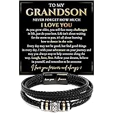To My Grandson Bracelet, Grandson Bracelet From Grandma, Grandsons Gift From Grandparents, Anniversary Graduation Valentine Christmas Birthday Gifts For Grandsons With Message Card And Gift Box