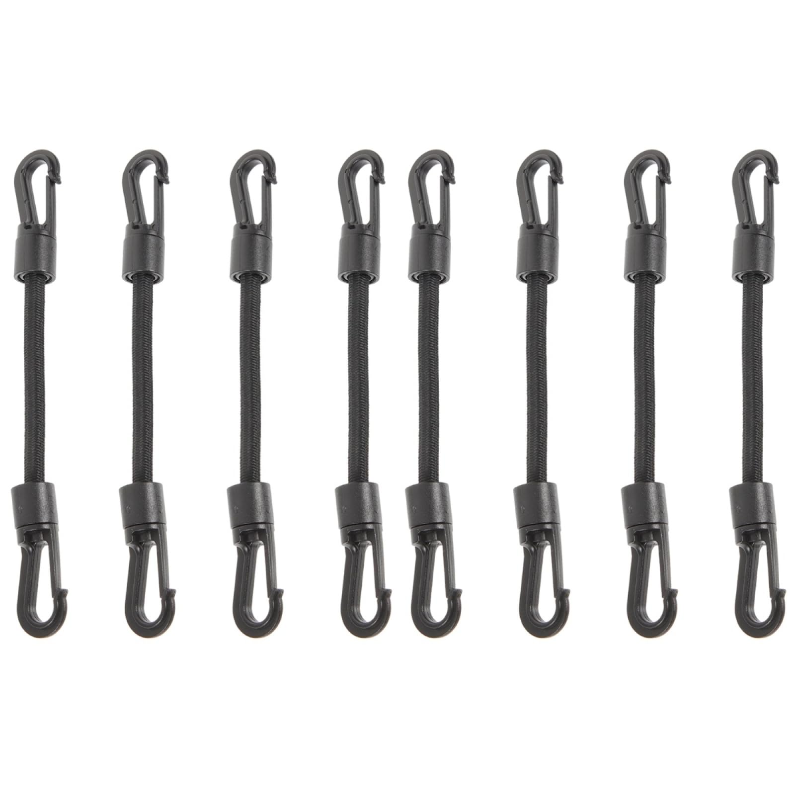 BESPORTBLE 6Inch Bungee Cords with Carabiner: Black Short Elastic Tie Downs Straps, Multi-function Buckle Straps, Tie Down Straps for Rack Luggage Tent 8Pcs