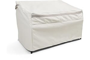 Covermates Prestige Outdoor Patio Sofa Cover – Water-Resistant 900D Polyester, Rot-Resistant Double-Stitched Seams, Auto-Locking Drawcord, Mesh Vents & Buckle Straps, 62W x 32D x 34H, Stone