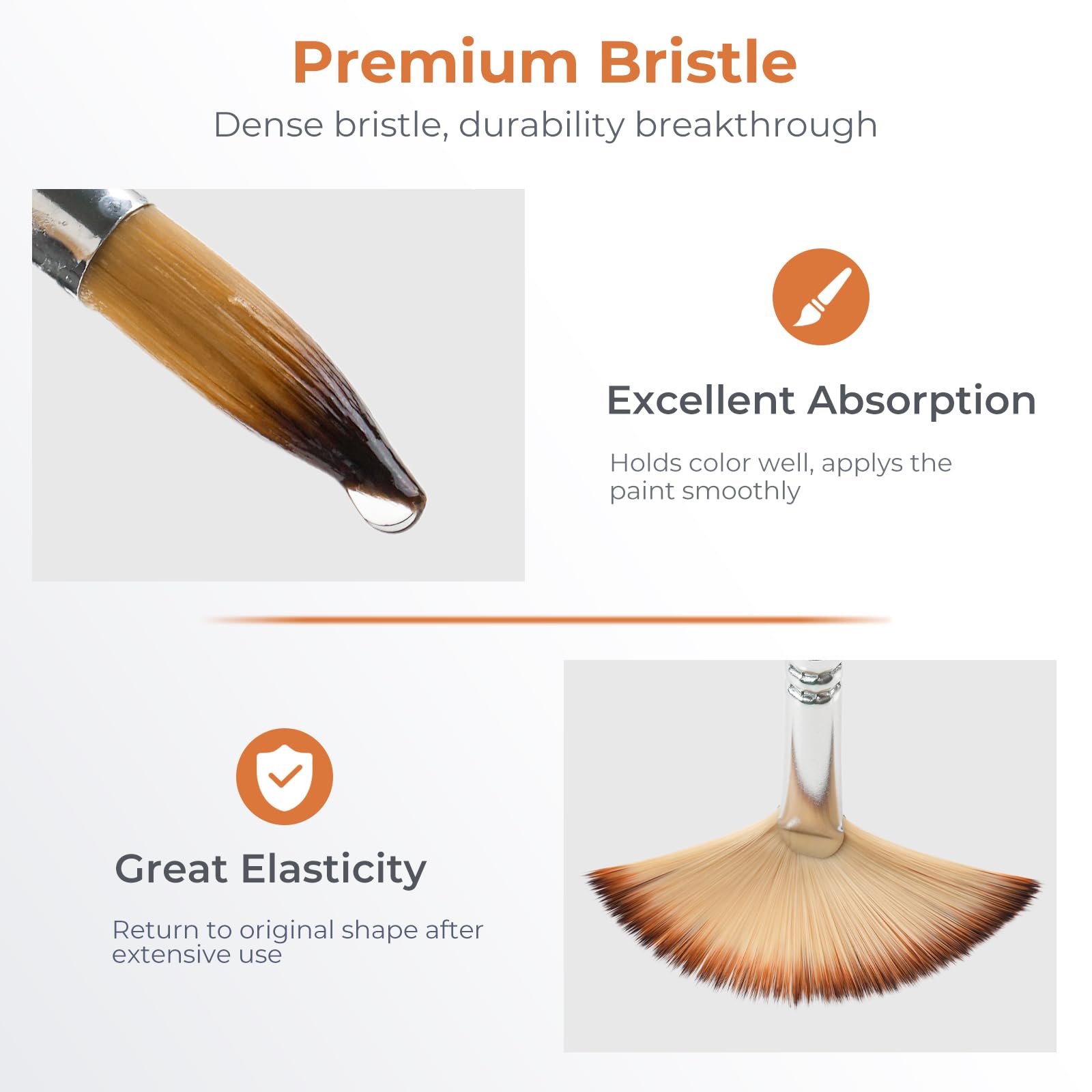 Nicpro 30pcs Paint Brush Set, Professional Paintbrushes with Paint Spatula and Cloth Roll, Craft Paint Brushes for Acrylic Painting, Oil, Watercolor, Gouache, Art Supplies for Artists and Beginners