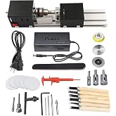 YWY Mini Lathe Machine Tool DIY Woodworking Wood lathe Milling machine Grinding Polishing Beads Drill Rotary Tool Set, 2.76 x 6.3inch, 12-24V 96W，7 Speeds