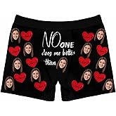 KreeArtmoj Custom Men Boxer for Husband Valentine's Day, Personalized Funny Face Heart Underwear for Men Boyfriend Birthday