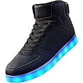 DIYJTS Unisex LED Light Up Shoes, Fashion High Top LED Sneakers USB Rechargeable Glowing Luminous Shoes for Men, Women, Teens