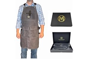 Mt Diablo 16oz - Woodworking Apron - Work Apron with Duck Weave Paraffin Waxed Canvas, Genuine Leather - Fits XS-XL