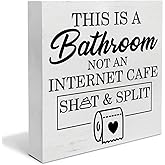 Country This Is a Bathroom Not an Internet Cafe Wood Box Sign Decor Desk Sign Bathroom Wooden Box Block Sign Rustic Home Shelf Wall Decoration