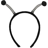 Black Bug Antennae Headpiece - Flexible Mesh Stems with Pompom Tips, One Size, Costume Accessory