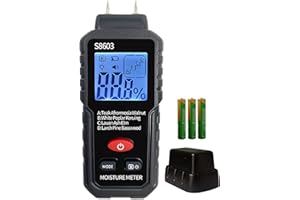 METELLME Digital Wood Moisture Meter Checker,Pin-Type Wood Moisture Tester for Lumber,Firewood,Decks,Paper,Floor,Water Leak Detector,Damp Humidity Tester,Hygrometer