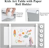 Maxmass 2-in-1 Kids Art Table Set with Storage & Paper Roll, Gray view 3