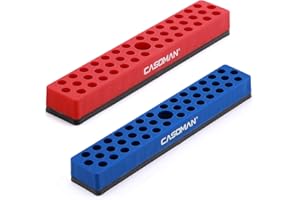 CASOMAN 2PCS 1/4" Hex Bit Organizer with Magnetic Base - Red & Blue, 86 Hole Bit Organizer with Strong Magnetic Base, Magnetic Bit Organizer for Your Specialty