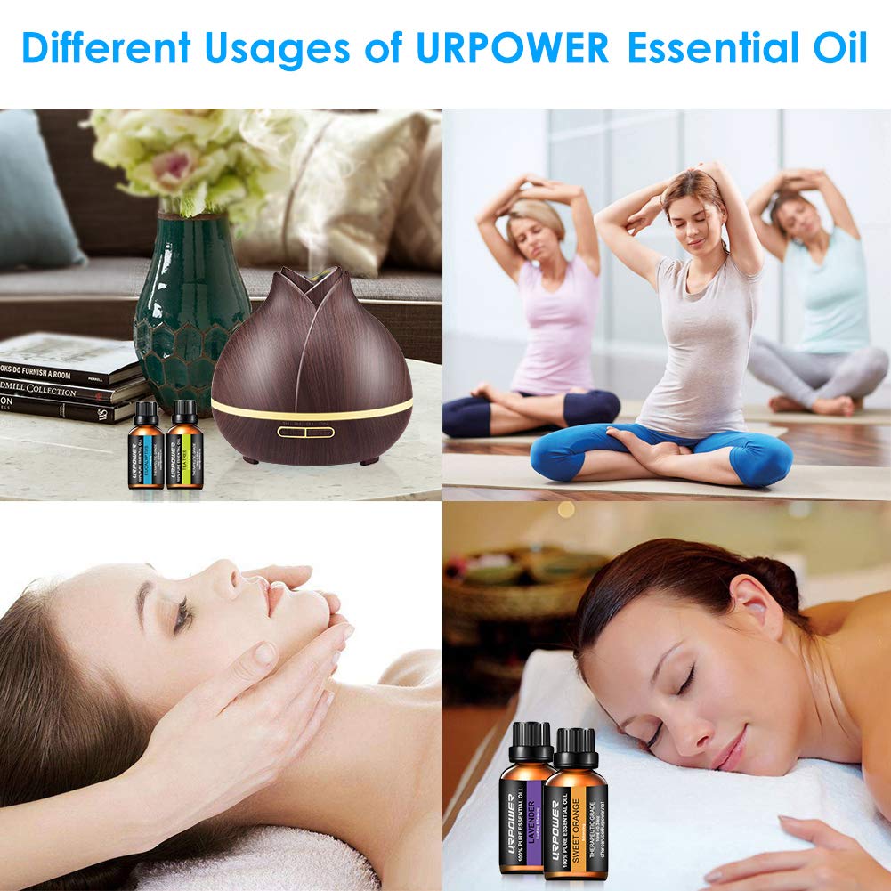 URPOWER Essential Oils Top 8 Aromatherapy Essential Oils 100% Pure Therapeutic Grade Essential Oils Set Lavender/Peppermint/Tea Tree/Orange/Eucalyptus/Lemongrass/Frankincense/Rosemary: Health & Personal Care