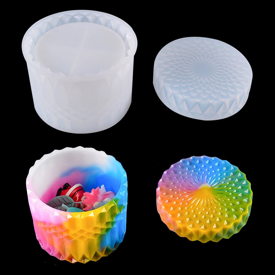 iSuperb Box Resin Mould with Lid Mould, Jar Moulds Storage Flower Pot Silicone UV Epoxy Bottle Casting Moulds for DIY Crafts