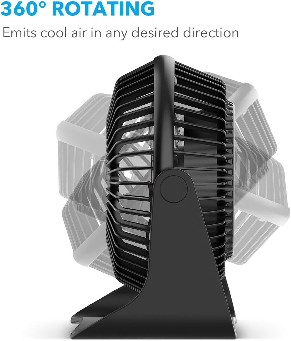 BESKAR USB Small Desk Fan - 6 Inch Portable Fans with 3 Speeds Strong Airflow, Quiet Operation and 360°Rotate, Personal Table Fan for Home,Office, Bedroom - 3.9 ft Cord: Home & Kitchen