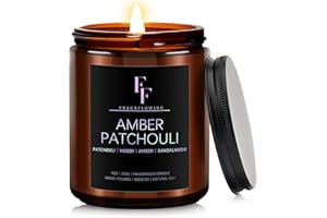 FF FRAGRFLOWING Amber Patchouli Scented Candles,Candles for Home Scented Aromatherapy Candles,Soy Wax Candle Gift for Women Men Amber Jar Candle, 7oz