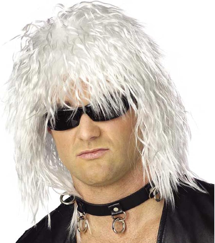 Amazon Com Adult S 80 S White Rock Star Costume Wig Clothing