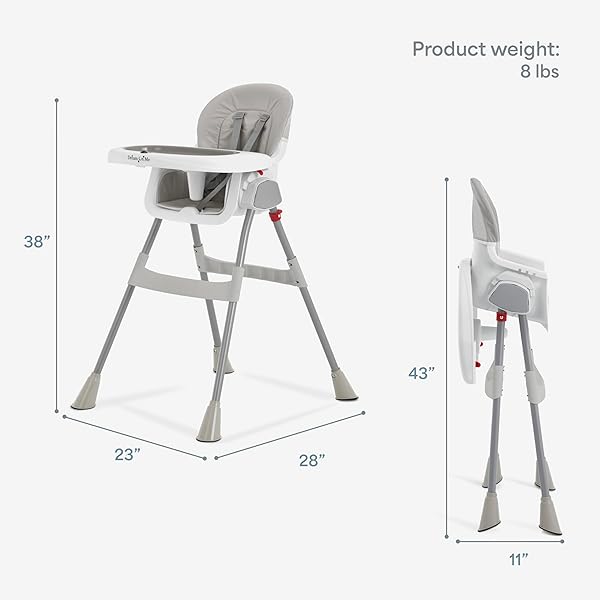 DREAM ON ME PORTABLE 2-IN-1 TABLETALK HIGH CHAIR, CONVERTIBLE COMPACT HIGH CHAIR, LIGHT WEIGHT PORTABLE HIGHCHAIR, GREY