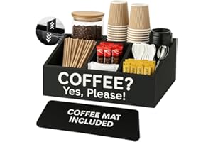 BARISTA EMPEROR Coffee Bar Organizer for Countertop and Silicone Mat Included - Coffee Organizer Station with Removable Drawers - Tea Station for Countertop - Home Bar Accessories