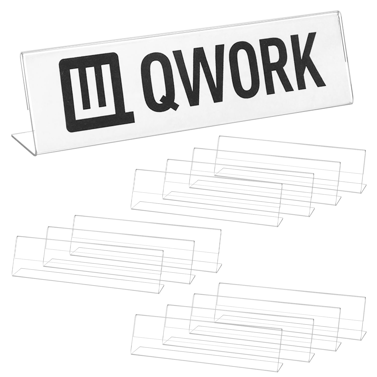 QWORK Acrylic Name Plates for Desks, 12 Pack 2x8