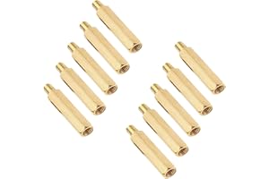 LAGOGIA Male to Female Thread Spacer Screws Brass Hex Standoff M3 x 25mm + 6mm PCB Pillar for Drone Quadcopter, Computer and Circuit Board, Pack of 10, Gold