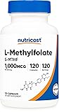 Nutricost Methyl Folate 1000mcg, 120 Vegetarian Capsules - Gluten Free, Non-GMO