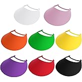 SUMERSHA 8Pcs Foam Sun Visors for Women Summer Sun Protection Hat Adjustable Soft Visors with Coil Bands - for Beach Outdoor Sports, Assorted Colors Multi