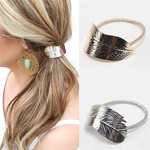 2Pcs Set Fashion Women Lady Leaf Hair Band Rope Headband Elastic Ponytail Holder