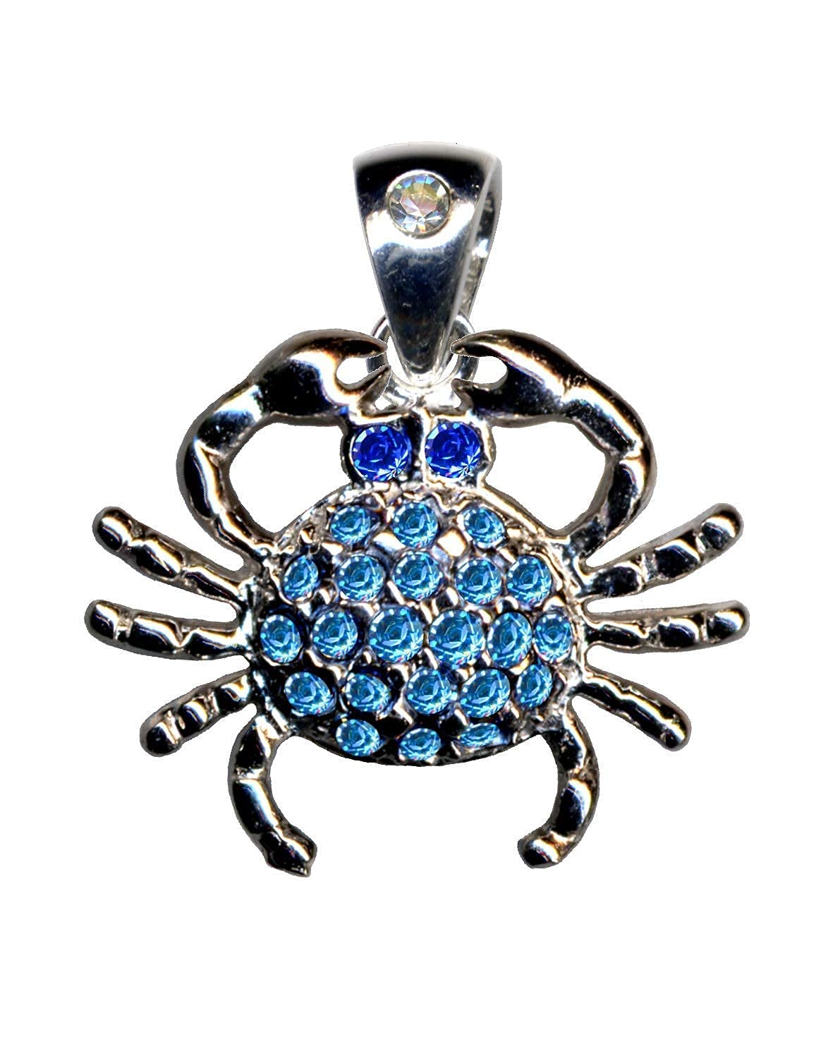 51006 Crab Crab Pendant Real Silver 925 with Zirconia Art Nouveau Design Stone Colour: Clear White Blue, Sterling silver 925, zirconia stones, Zirconia crystal rhinestone