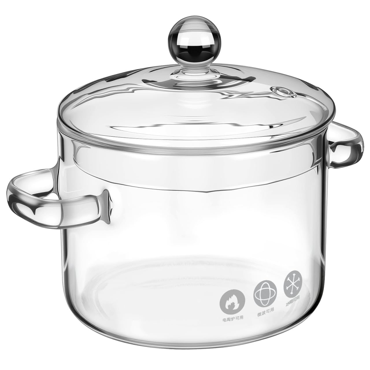 Vaguelly Heat Resistant Borosilicate Glass Stew Pot with Lid 6.30 Inch Clear Cooking Pot for Soups Noodles and Kitchen Use Set of 2