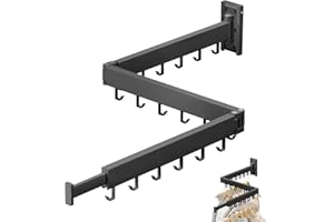 Clipore Wall Mounted Folding Clothes Drying Rack, Retractable Indoor Clothesline for Laundry Room or Bathroom, Space-Efficient Design, Send Goods from Local Warehouse