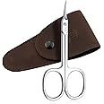Solingen Scissors - Cuticle Scissors Germany - Curved Blade, Nail Scissors Germany - Pedicure Beauty Grooming Kit for Nail, Eyebrow, Eyelash, Dry Skin - Nail sicssors Brown Tower Point