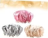 Beaupretty 3pc Shower Caps Large Elastic Polyester Bathing Spa Hair Protect view 7