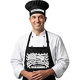 Chef Aprons for Men with Chef Hat, Personalized BBQ & Grilling Gift for Dad - Husband, Christmas, Birthday, Father’s and Valentines Day Grilling Gifts for Papa, Funny Grill Master Aprons with Pockets