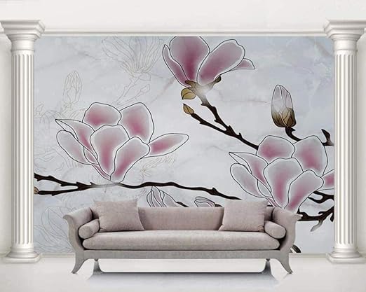 Papel tapiz mural de pared 3D Magnolia mármol sala de estar dormitorio