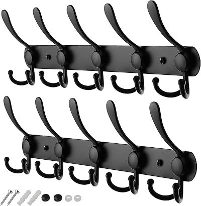 GlazieVault Wall Coat Hooks 2 Pack Stainless Steel Heavy Duty Rust Free