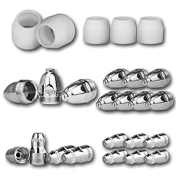 STAHLWERK P-80 Plasmazubehör Verschleißteile, Plasmadüsen + Elektroden + Keramikkappen für P-80 CUT Plasmaschneider-Brenner, 