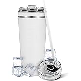 Ice Shaker Insulated Stainless Steel Tumbler | 20 oz, White | 30+ Hours Cold & 12+ Hours Hot | Removable Straw and Drink Spout | Odor-Free Tumbler Cup Water, Coffee, Tea, Smoothies, Cocktails