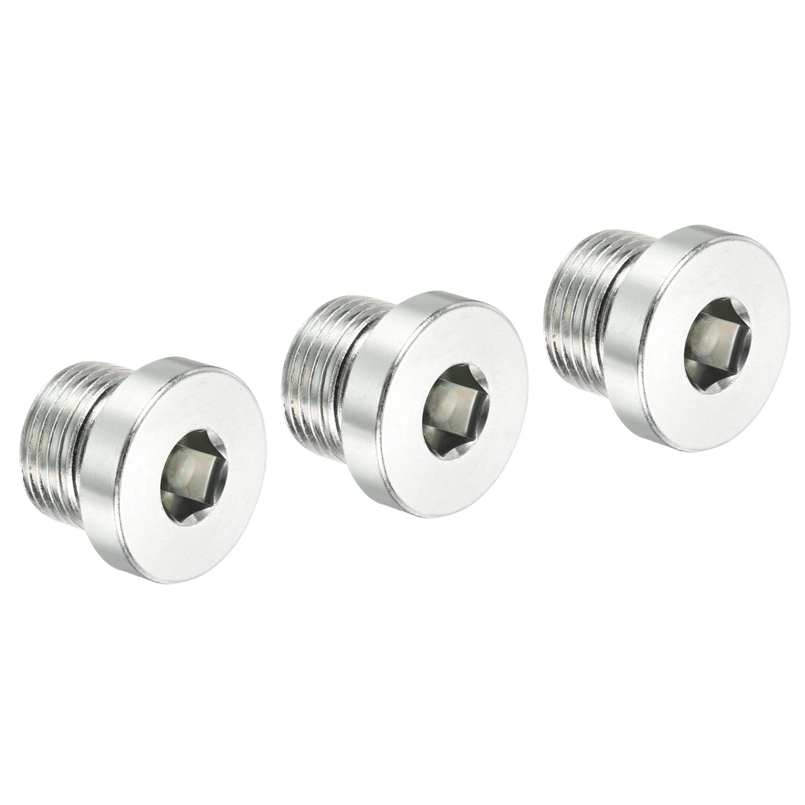 PATIKIL G3/8 Internal Hex Head Pipe Fitting Plug, 3 Pack Male Thread 45# Steel Socket Plug with Sealing Ring for Terminate Pipe Ends