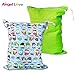 Angel Love Wet Bags, 2 Pack Baby Cloth Diaper Wet/Dry Bags with Two Zippered Pockets, Travel, Beach, Pool, Gym Bag for Swimsuits or Wet Clothes, Waterproof Washable Reusable, L0125