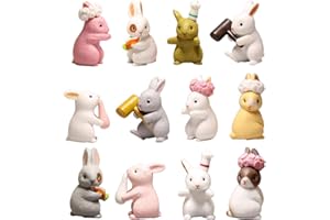 Hvogvok Rabbit Doll, Rabbit Toy, Rabbit Character Set, Fairy Tale Garden Decoration, Cake Topper Decoration/12-Piece Set