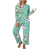 Findsweet Plus Size Women's Pajamas Sets Long Sleeve Pj Sleepwear Soft Comfy Tops Pants Pockets M-5XL