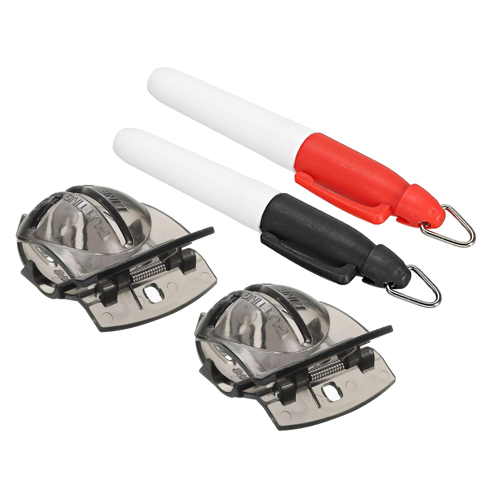 PATIKIL Golf Ball Markers, 2Pcs Golf Ball Line Drawing Marking Stencils Alignment Tool with 2 Colors Marker Pens, Black